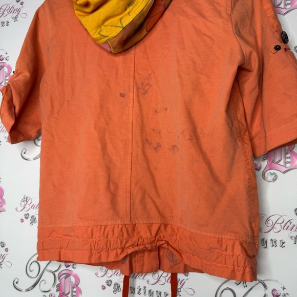 Marccain sports sweater 3/4 sleeve orange tie dye buttons floral hood mesh y2k - Picture 6 of 16